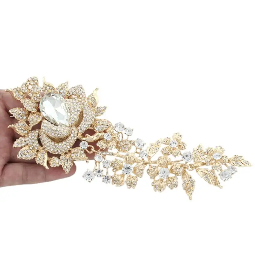 Gold Tone Tuliper цветок бутон свадебная брошь шпильки подружек невесты Броши с австрийскими кристаллами для женщин вечерние ювелирные изделия Подарок на годовщину - Окраска металла: Gold Tone