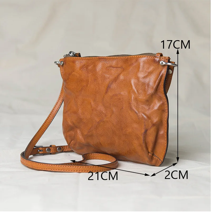 

AETOO Head-layer cowhide small envelope bag, female leather hundred commuter retro literary fan single Shoulder Bag