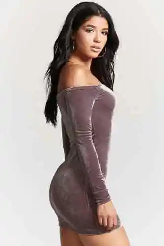 Новинка 2018 женское сексуальное платье с открытыми плечами облегающее бархатное