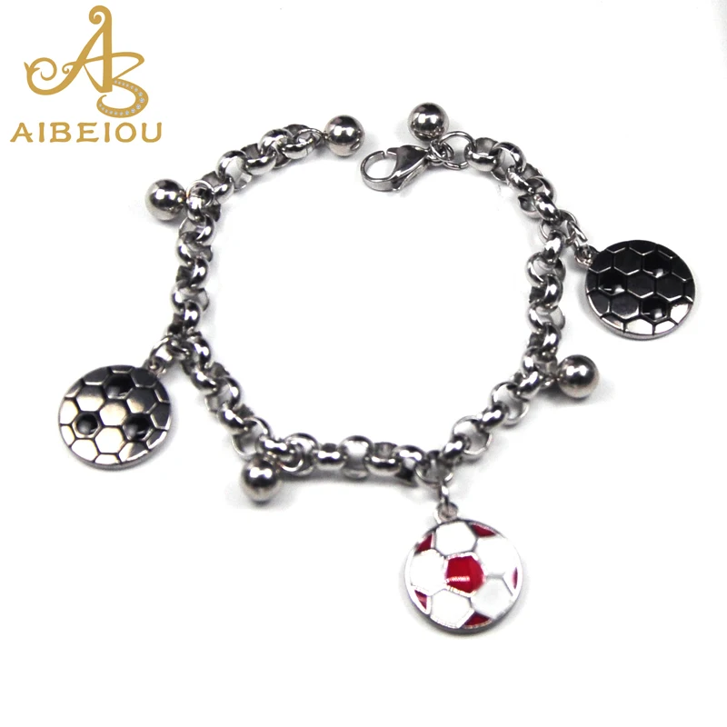 Aibeiou футбольная Подвеска из нержавеющей стали rolo chain braclelet для Кубка мира горячая