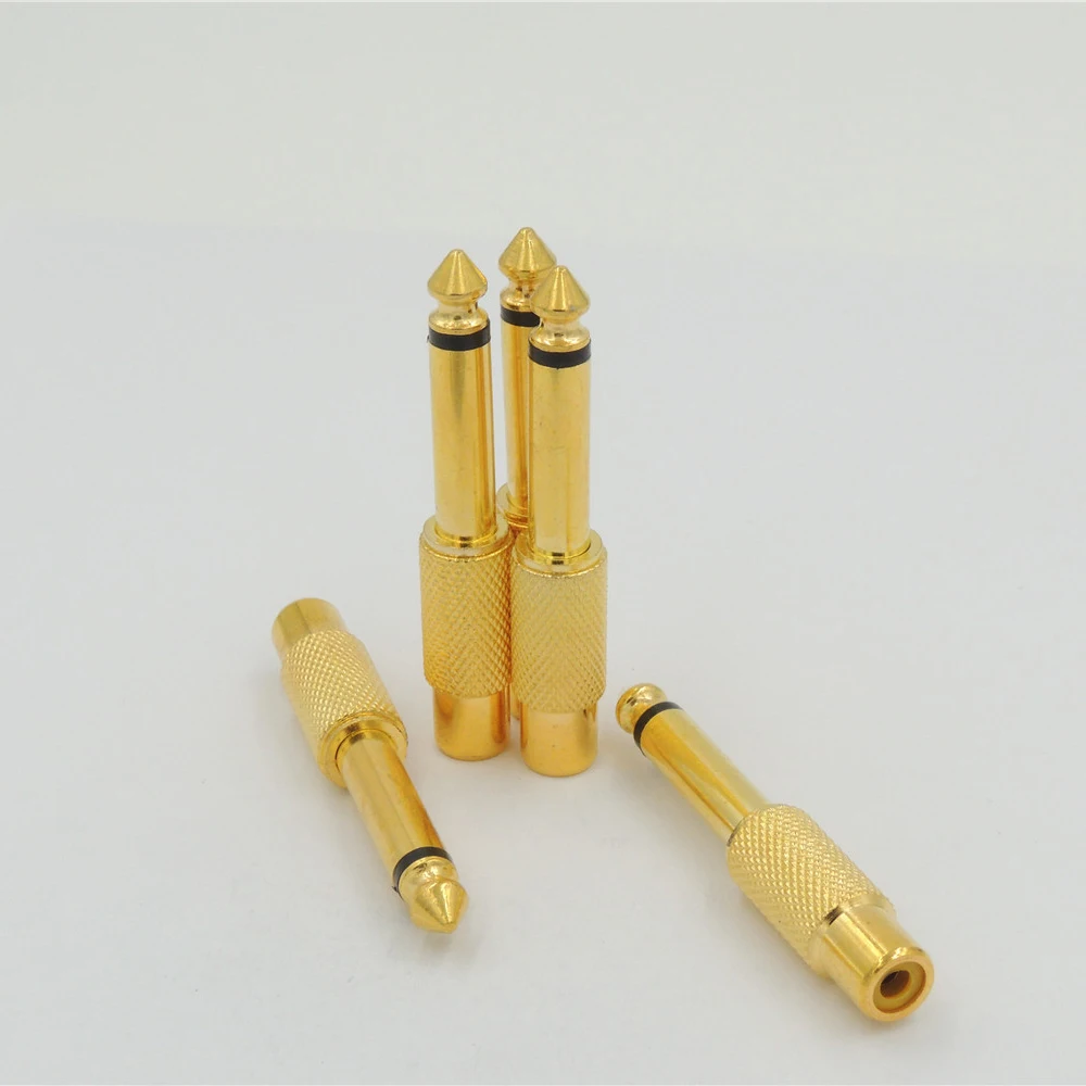 

4PCS Gold 6.35mm (1/4 Inch) Mono Plug to Female RCA Jack Adaptor Converter Audio