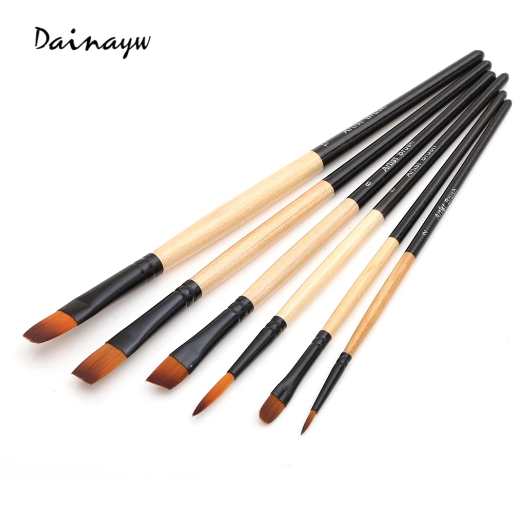 6 шт./компл. нейлоновая деревянная ручка для волос кисть краски акварельная