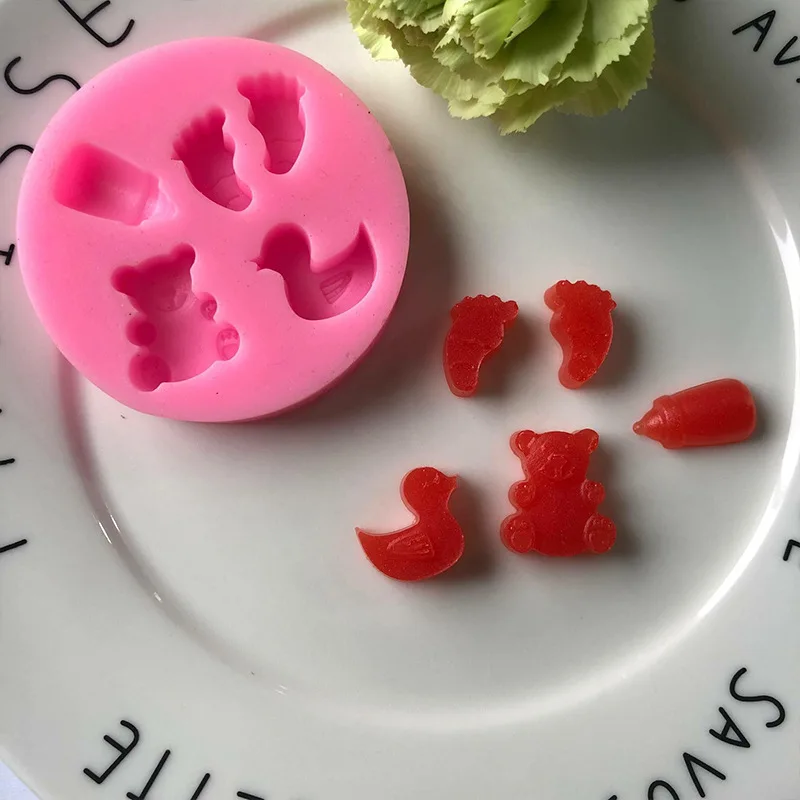 3D Силиконовые шоколадные помадные формы DIY Gummy Bear бутылки ноги утки украшения