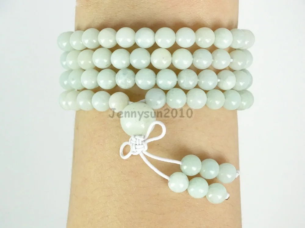 Natural Amazonite 6mm Gems Stone Buddhist 108 Beads Prayer Mala Multi-Purpose Stretchy Bracelet Necklace 5Strands/Pack