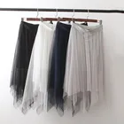 Женская фатиновая юбка с высокой талией, эластичная юбка-пачка со складками, длинная миди-юбка, модель Y2708, 2018