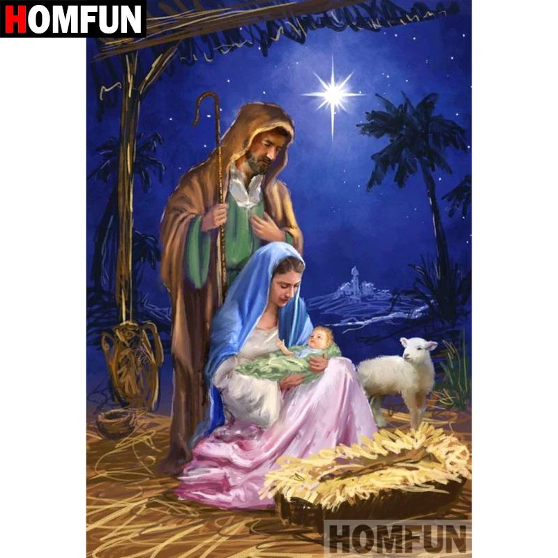 

HOMFUN 5D DIY Diamond Painting Full Square/Round Drill "Religious Jesus" Embroidery Cross Stitch gift Home Decor Gift A09070