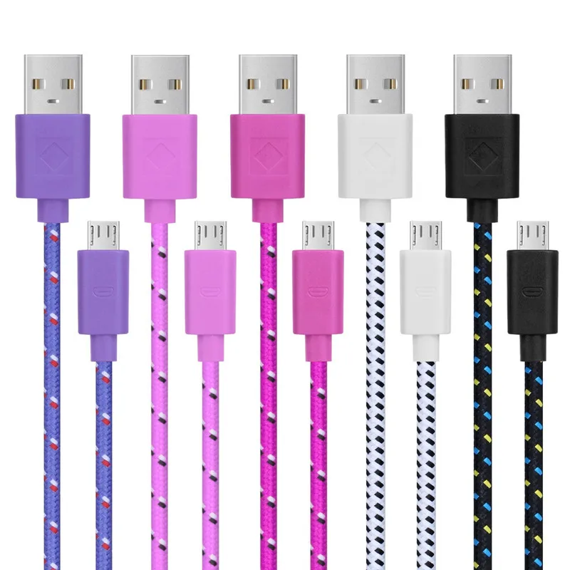 Подлинная A + качество Micro USB плетеный нейлоновый шнур зарядного устройства для