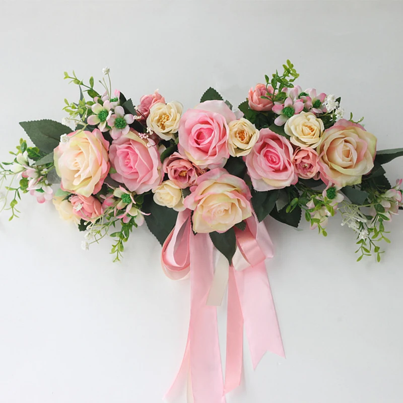 E2 pink Имитация DIY искусственная Цветочная Гирлянда набор венков гирлянда для двери дома Свадебная вечеринка садовый декор венок порог поддельные цветы - Цвет: E2 pink