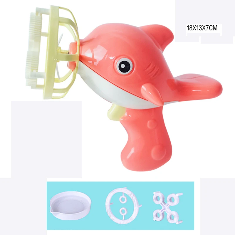 Dolphins Pink Летняя забавная Волшебная пузырьковая воздуходувка, электрическая автоматическая машина для изготовления пузырьков, пистолет с мини-вентилятором, детские игрушки для улицы, свадебные принадлежности - Цвет: Dolphins Pink