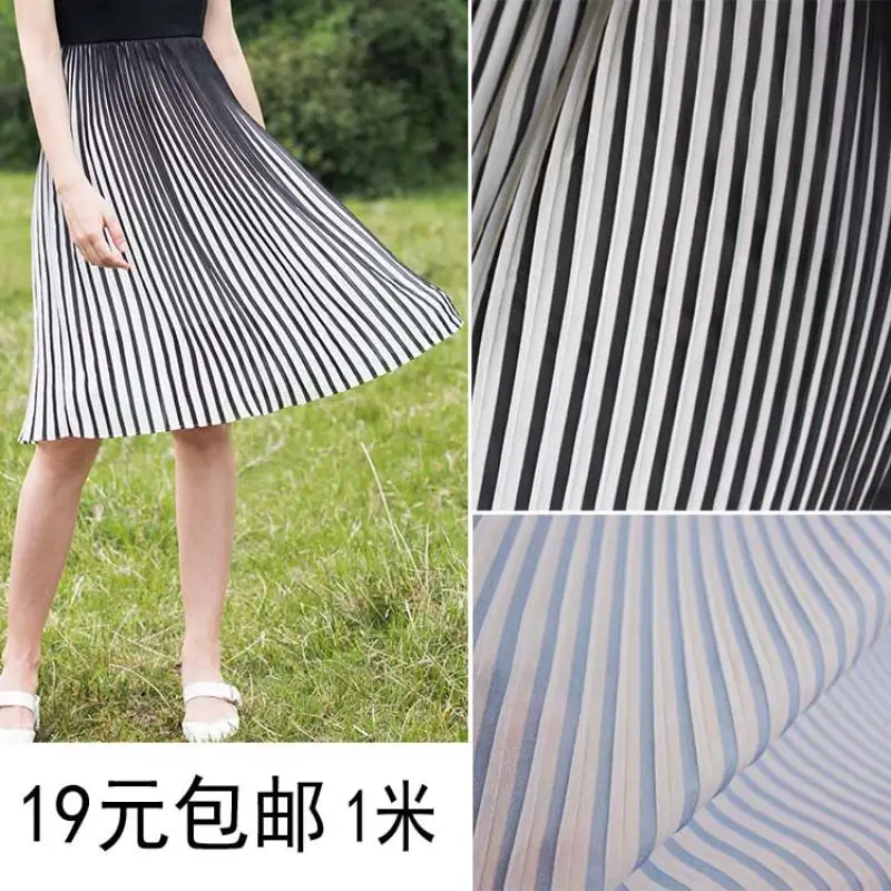 

Pleated fabric SilkBlack-and-white Chiffon Pleated Fabric Organ Pleated Skirt Cloth Chiffon Skirt Fabric