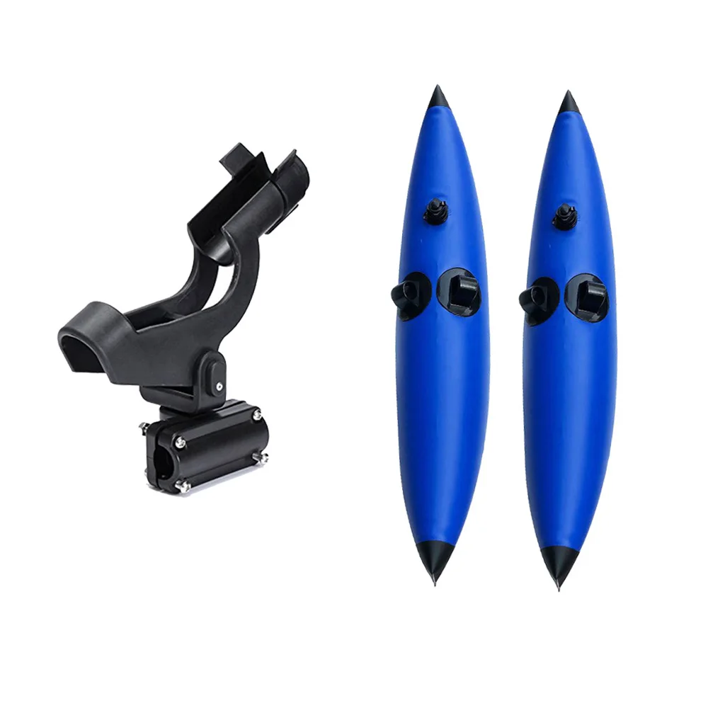 blue ПВХ надувной Outrigger каяк каноэ лодка стоящий поплавок стабилизатор с поворотным 360 регулируемый держатель удочки - Цвет: blue