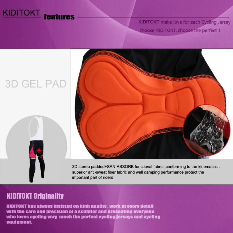 

KIDITOKT 2020 Pro Women Cycling Trousers Breathable Mountain Bike Cycling Bib Pants With 3D Gel Padded Shockproof Cycling Tights