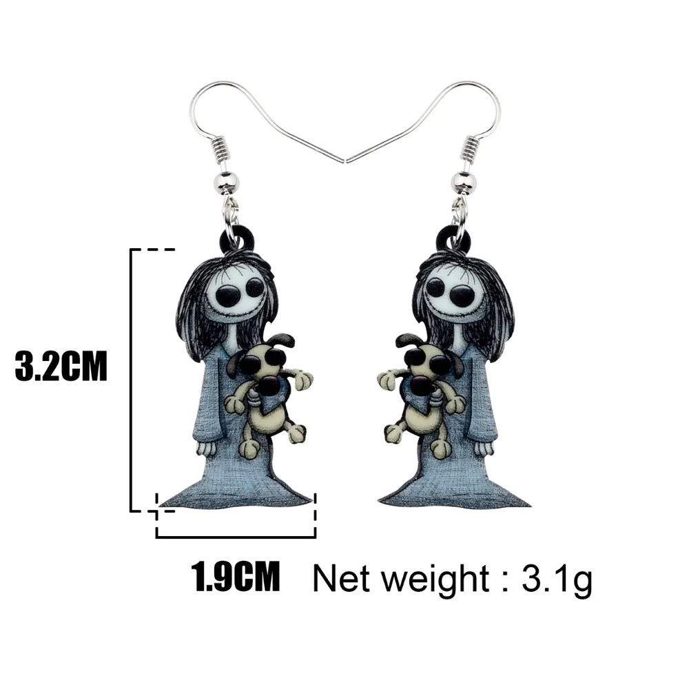 

Bonsny Acrylic Halloween Dark Smile Doll Toy Earrings Dangle Drop Hoops Ghost Jewelry For Women Girl Party Costumes Charms Gift