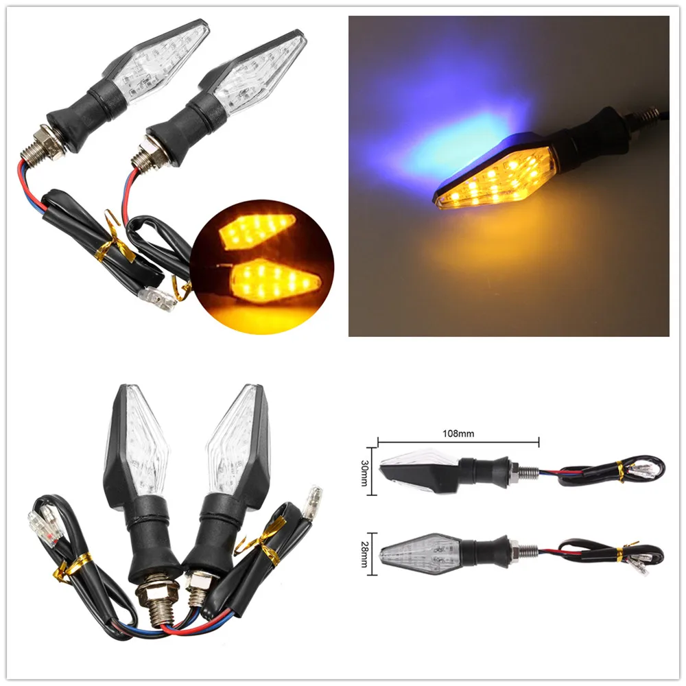 

2PCS 12V Universal Motorcycle Turn Signal Light Amber And Blue Color 12 LED SMD Indicator Blinker Flash Bike Lamp Hot Sell