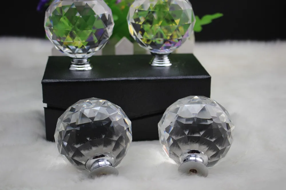 Бесплатная доставка 2 шт./лот 60 мм прозрачные цветные хрустальные ручки для шкафа