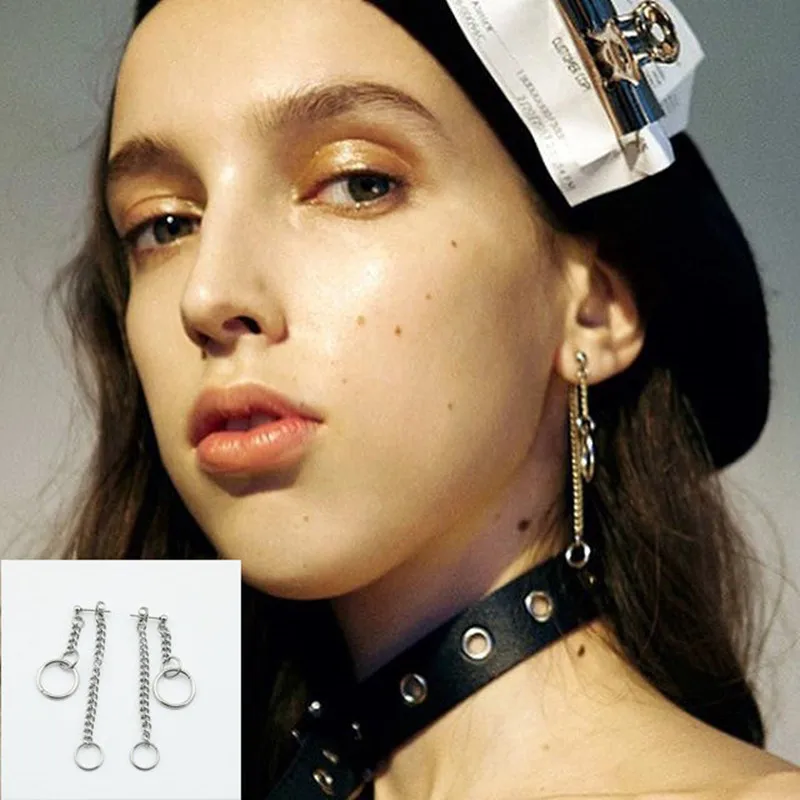Metal Chain Earrings Urban Hypoallergenic Dangle titanium steel Jewely | Украшения и аксессуары