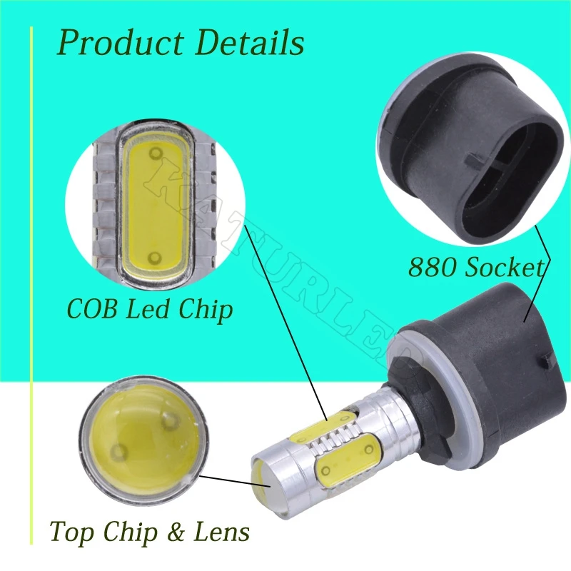 H27 Автомобильные фары 5 COB LED 7 Вт 6500 К белые Противотуманные H27W/1 880 светодиодные