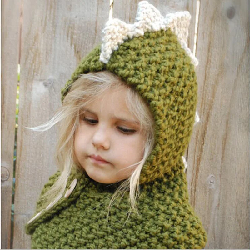 Модная миленькая детская вязаная крючком динозавр одежда фото наряды шляпа фотографии шапки для мальчиков и девочек от 2 до 10 лет
