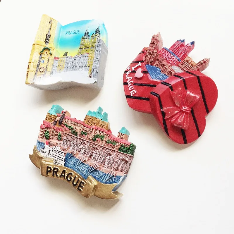 

3D Handmade Heart-shaped Gift Box Fridge Magnets Prague Square Czech Travel Souvenirs Gift Home Decorations