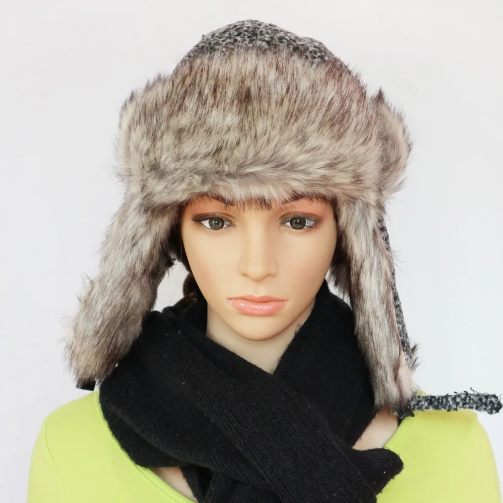 Boolawdee российская женская и Мужская Зимняя шерстяная смесь шапка ушанка для