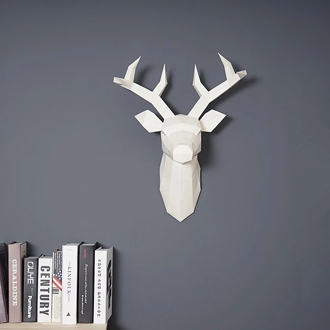 

Home Decoration Accessories DIY Paper Handwork 60x45x32cm Vintage Antelope Head Abstract Room Wall Decor Deer Head Statues