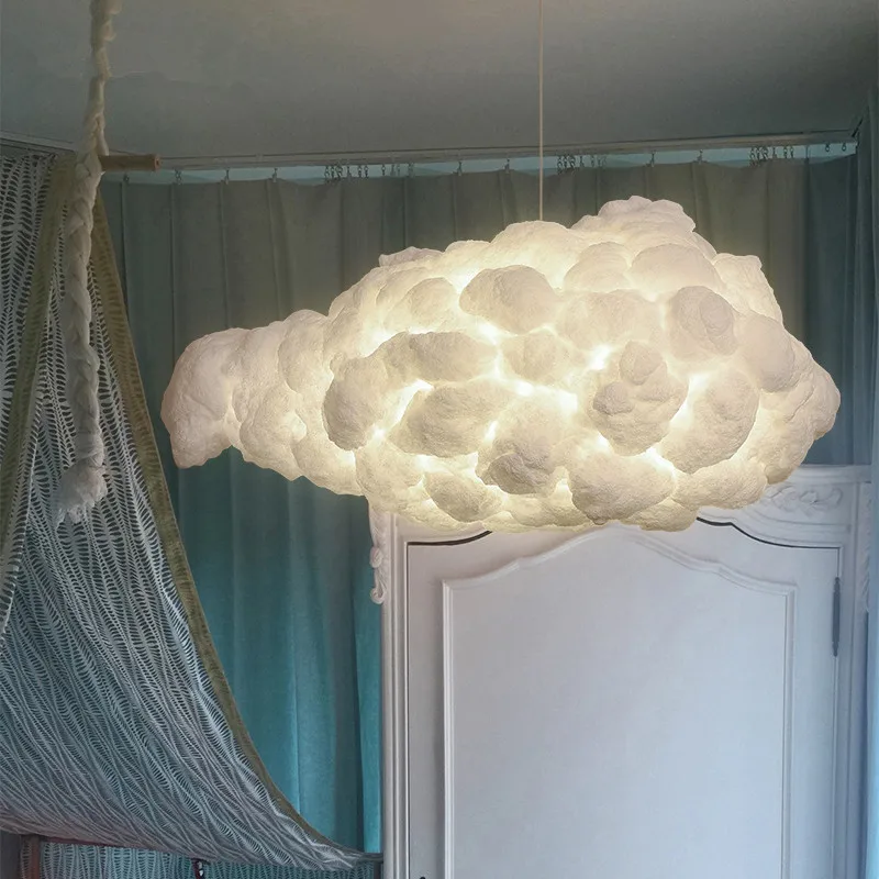 Creative Floating Clouds Chandeliers Romantic Bedroom Living Room Study Bar Restaurant Decoration Cotton Clouds Light Fixtures