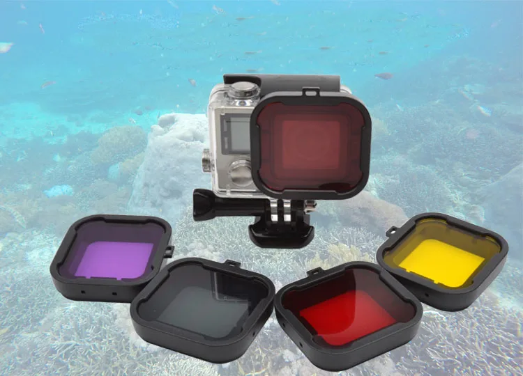 Фильтр для подводного погружения Go Pro Hero 3 +/4 желтый красный фиолетовый серый