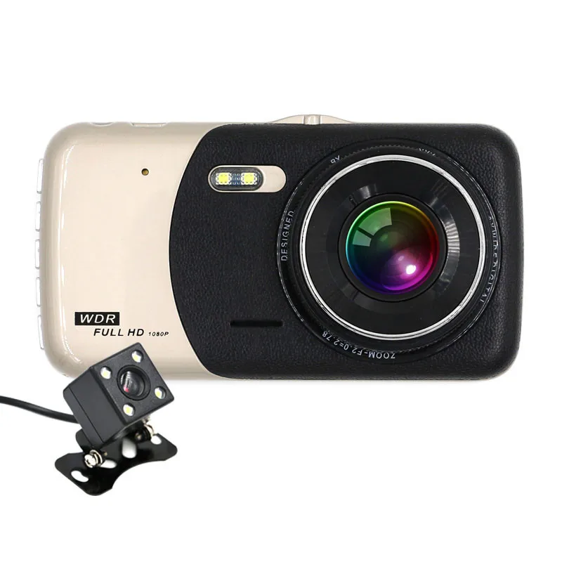 Автомобильный видеорегистратор с 4 дюймовым IPS-экраном, видеорегистратор 1080P Full HD с двумя объективами, видеорегистратор с резервной камерой ...