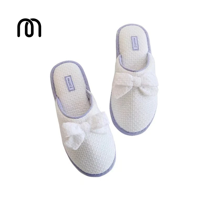 2017 в Японском стиле Полые Дышащая Хлопок Лук Тапочки резиновый Пол Дома Сандалии