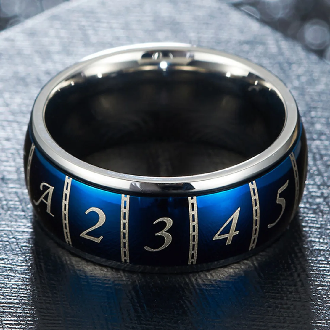 

FntYcm Playing Cards Dark Blue Number Male Biker Ring Men Stainless Steel Wedding Mens Signet Best Friends Fashion Rings For