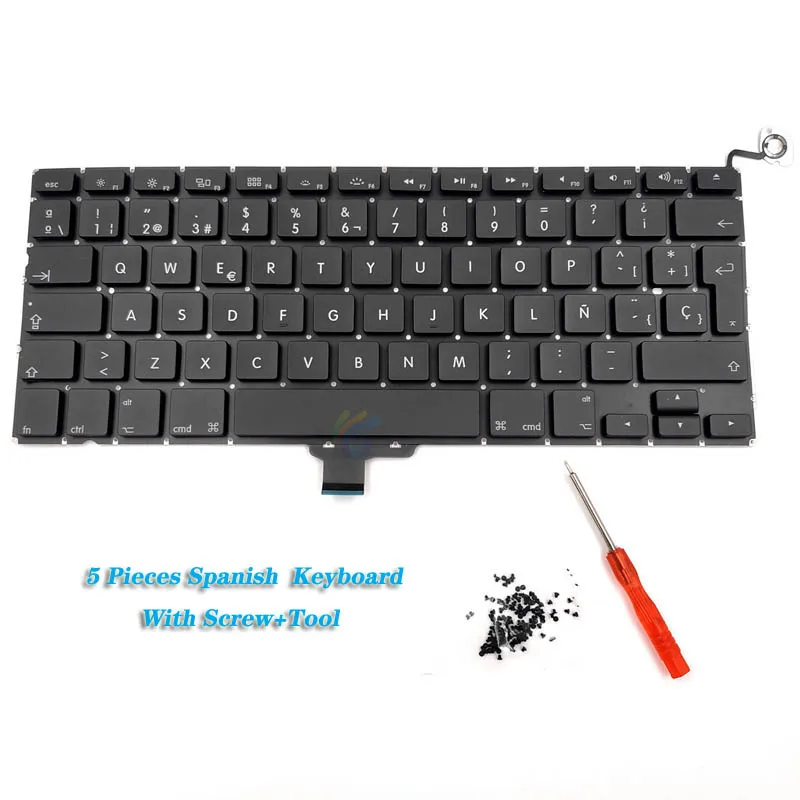 Клавиатура A1278 испанская для ноутбука Macbook Pro 13 3 дюйма MC700 MB990 MC374 md313 md102 2009 2012 5