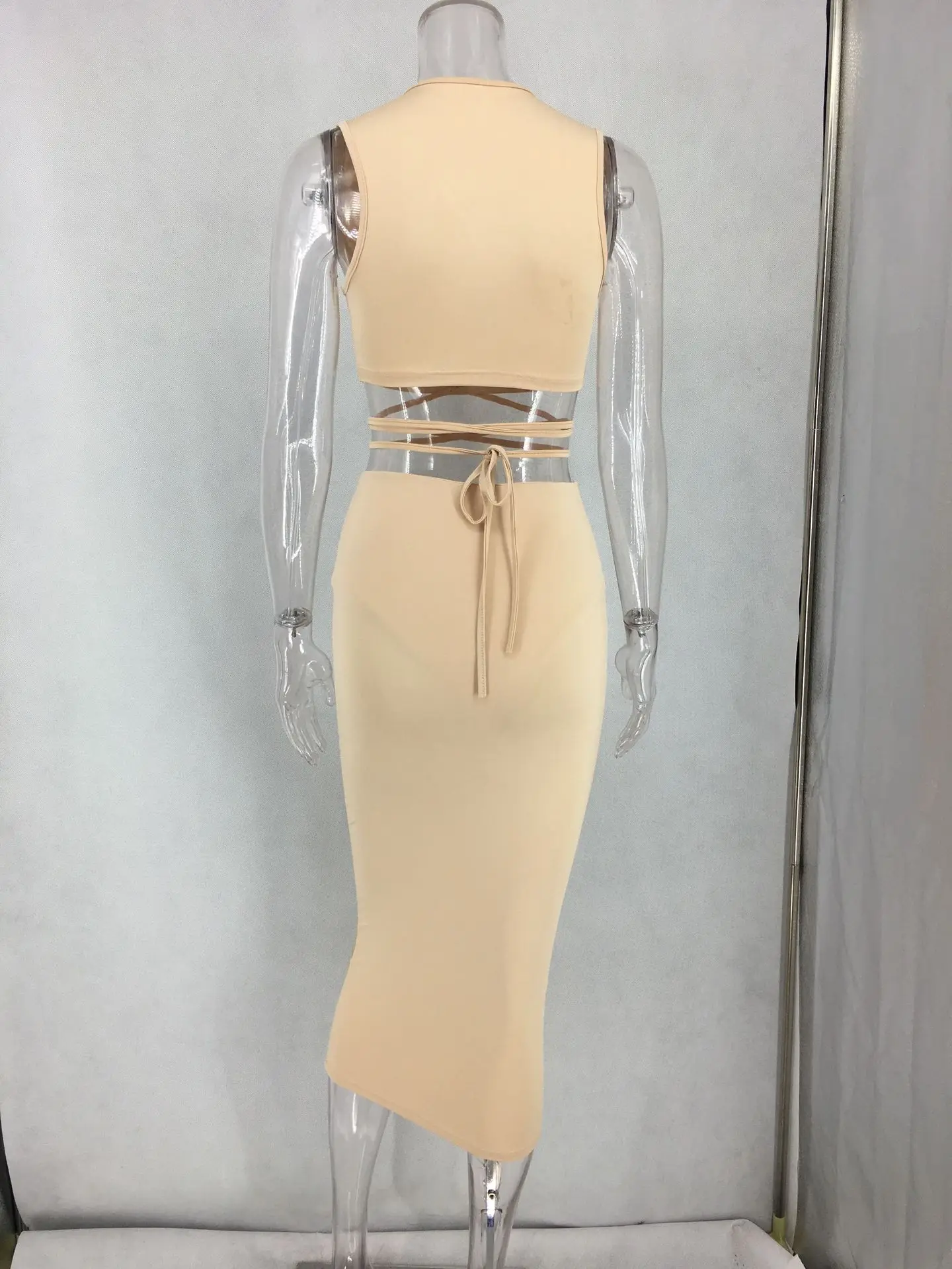 Doyerl пикантные женские жемчужные Бисер Двойка платье набор Bodycon топ с v образным