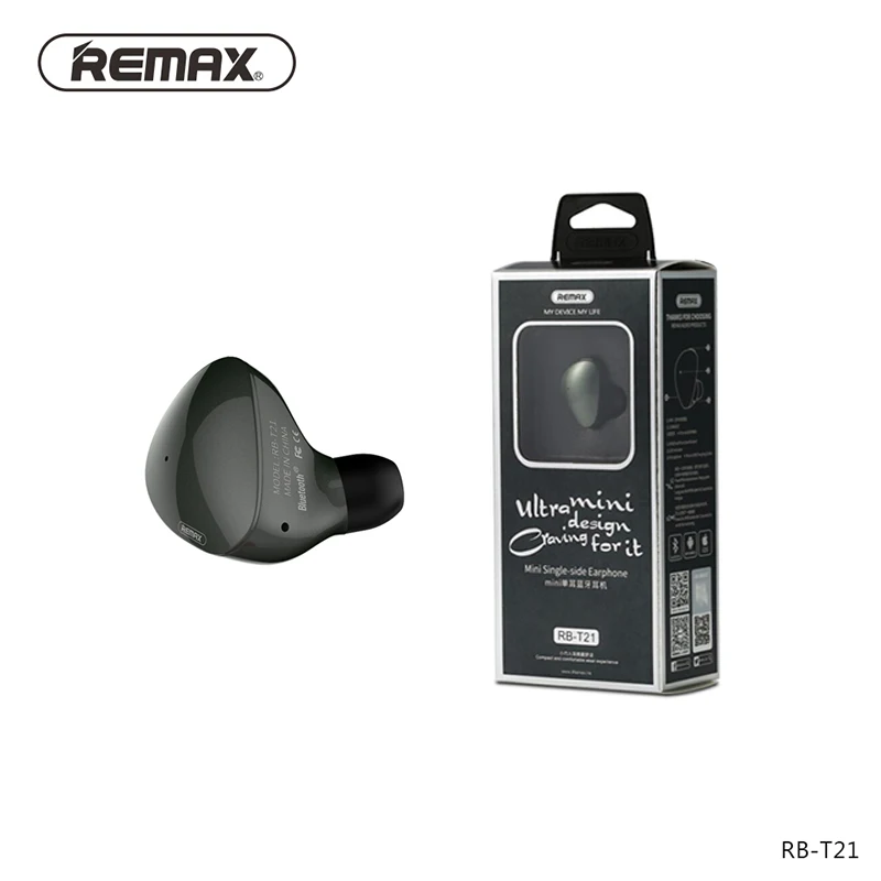 Оригинальный Remax Bluetooth наушники в ухо мини с HD микрофон Беспроводная гарнитура MP3