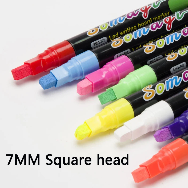 8 цветов Жидкий Мел маркер ручка Маркер Набор 7 мм пастельных стираемый жидкости