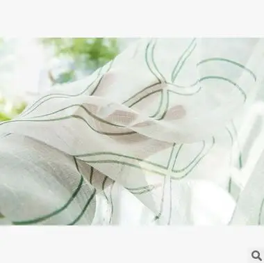 green voile curtain Современные занавески fyfuyoufy, простая полосатая занавеска с принтом, занавеска для гостиной, Плотная хлопковая льняная ткань, занавеска/вуаль, занавеска - Цвет: green voile curtain