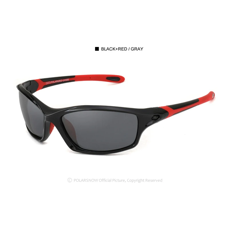 Black Red l Gray POLARSNOW Одежда высшего качества Поляризованные спортивные солнцезащитные очки для Для мужчин TR90+ резиновые мужские UV400 очки, подходят для вождения, солнцезащитные очки Винтаж Oculos P8633 - Цвет линз: Black Red l Gray