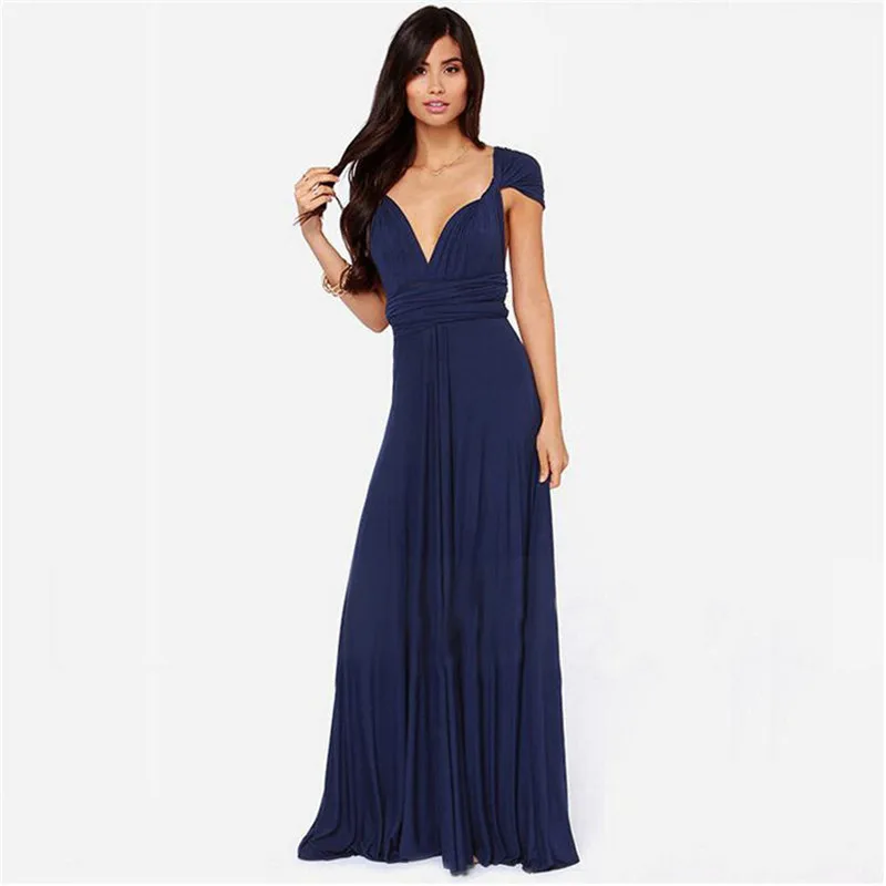 Летнее женское сексуальное платье-макси в стиле бохо с запахом на груди красное