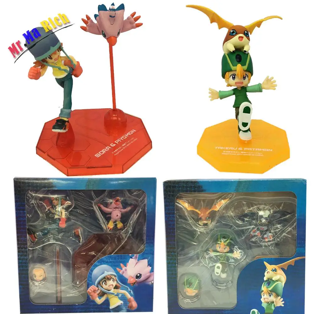 2 Tipo Digimon Adventure Takaishi Takeru & Patamon Takenouchi Sora Piyomon экшн ПВХ фигурка Коллекционная модель