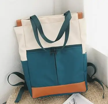 Модная хлопчатобумажная ткань подростков рюкзак женский рюкзак Mochila девушка сумка для школы, колледжа для женщин черный школьная сумка - Цвет: green FT8225