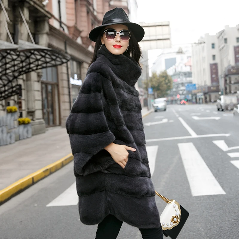 M.Y.FANSTY Imported Women Fur Swan Velvet Mink Coats Turn Down Collar Grey Purple Long Causal Loss Slim | Женская одежда