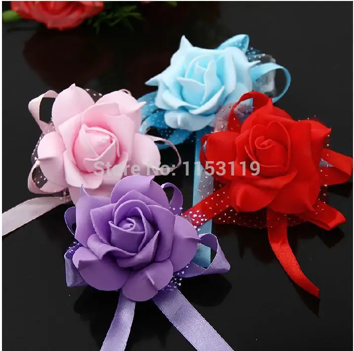 New Wholesale Prom Boutonniere Wedding Decoration for Bridesmaid Accessories Corsage Wrist Flower Light Pink 4Colors choose|light decor|decor light