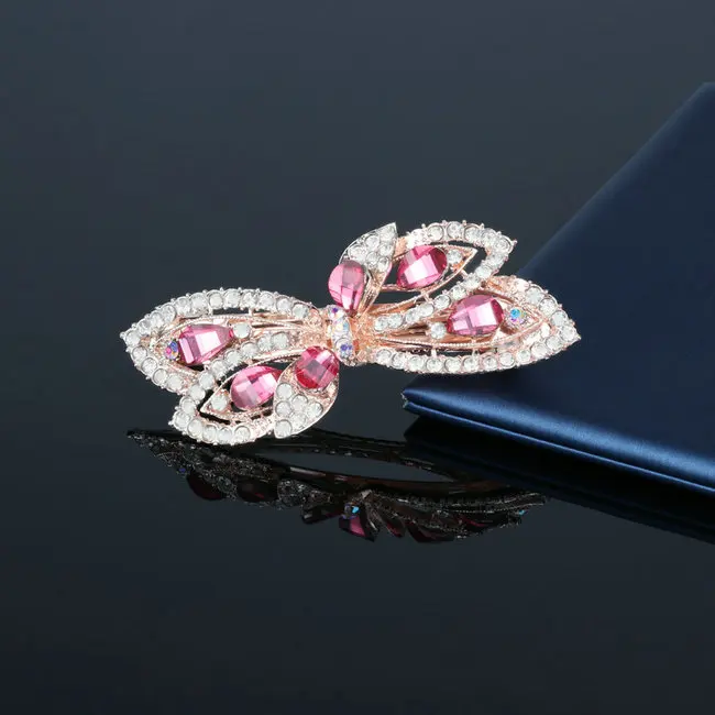 E slj pink Роскошные женские заколки с кристаллами в форме сердца и цветов, винтажные корейские заколки для волос, заколки для волос, свадебные украшения, аксессуары для волос для девочек - Окраска металла: E slj pink