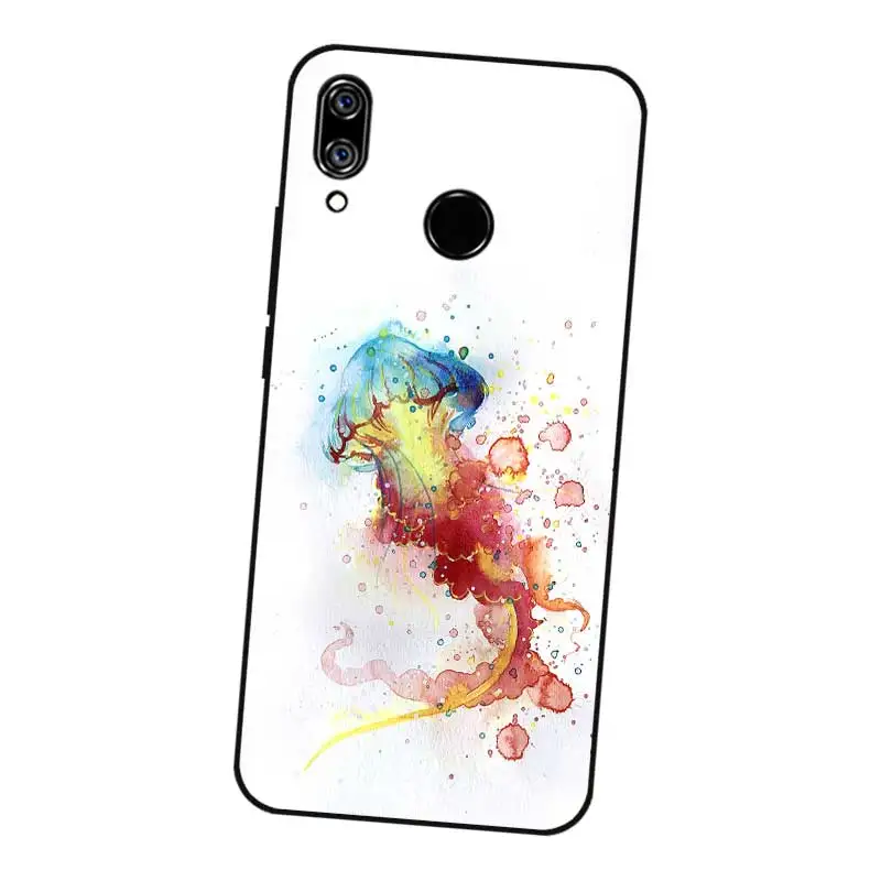 N380 Морская жизнь Черный силиконовый чехол для Huawei NOVA 2 2i 2S 3 3e 3i 4 4e Enjoy 8 Plus |