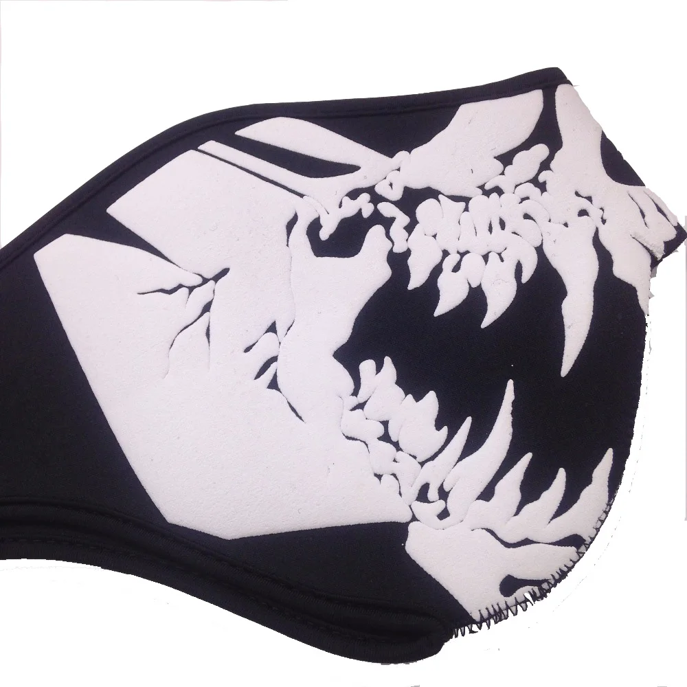 Неопреновая полумаска с черепом черная двусторонняя Лыжная маска для снега