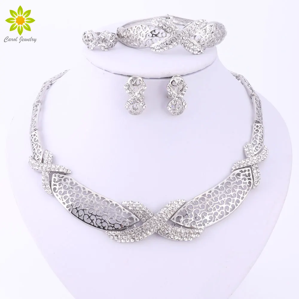 Африканские Ювелирные наборы синий/красный/белый кристалл ожерелье серьги