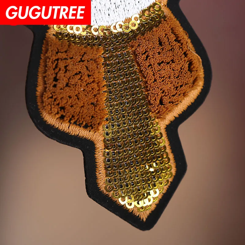 GUGUTREE вышитый бисером патч Красивый мальчик вышитый бисером нашивки аппликация Одежда куртка нашивки для одежды X-46