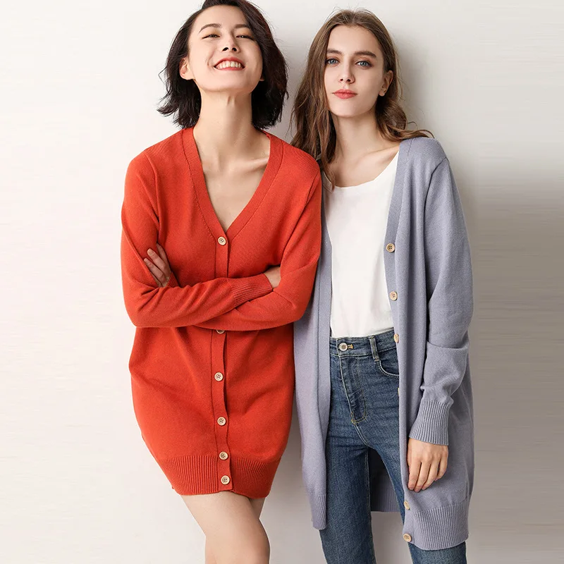 

DASSWEI Fashion Knitted Thick Cardigan Sweater Women Autumn Winter Casual Loose Long Sleeve Coat V-Neck Plus Size Overcoat Femme