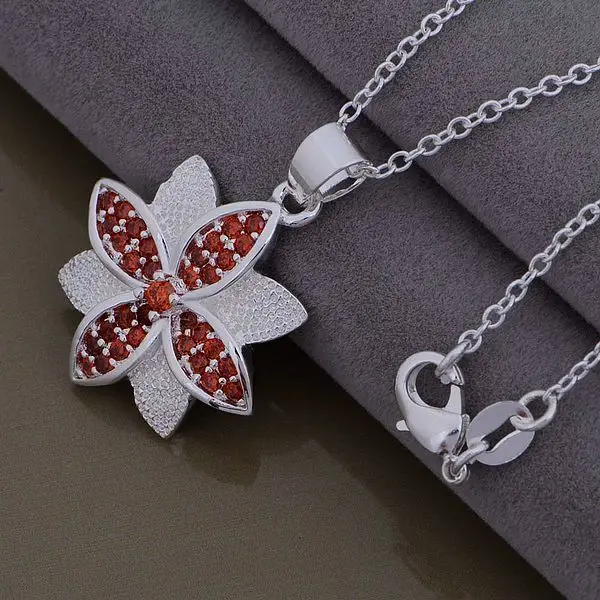 An1003 Hot 925 Sterling Silver Necklace Fashion Jewelry Pendant Red Petal /hogaqfna Bssakjza | Украшения и аксессуары