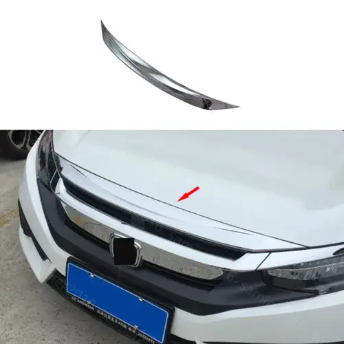 

Chrome Fit For Honda Civic 2016-17 Front Grill Grille Bonnet Cover Trim Molding