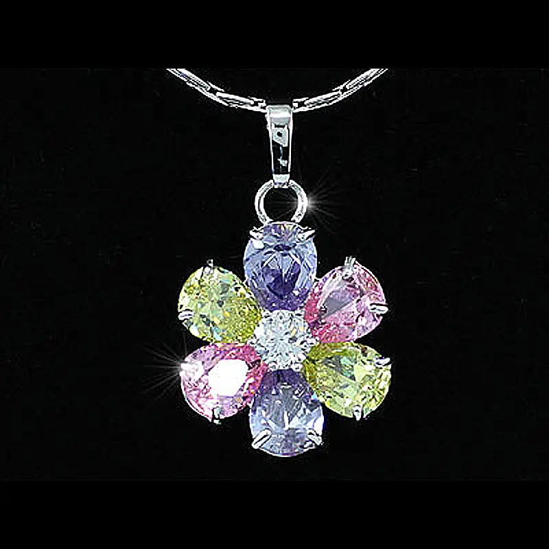Павлин звезда Многоцветный CZ цветок кулон и ожерелье CSN300|flower pendant|necklaces & pendantsnecklace